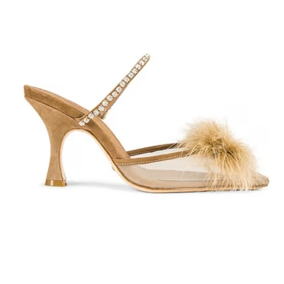 RAYE Shoes - RAYE Duke Nude Feather Crystal Pointed Toe Heels Size 6 REVOLVE